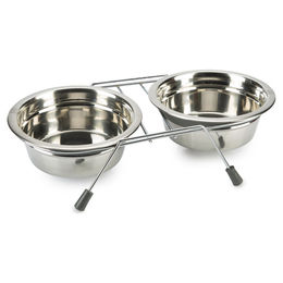 Beeztees Doppelnapf Lumara Edelstahl grau - 2 x 0,8 l – Bild 1 von 2