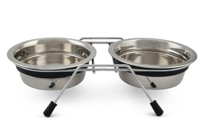 Produktbild von Beeztees Doppelnapf Lumara Edelstahl grau