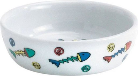 Produktbild von Beeztees Futternapf Katzennapf Porzellan mit Fischgräten-Muster