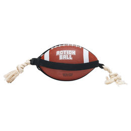 Produktbild von Beeztees Hundespielzeug Action Rugbyball mit Seil braun