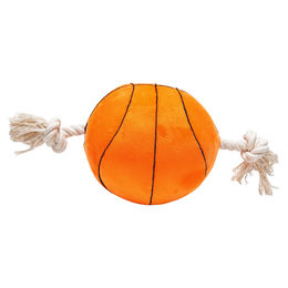 Produktbild von Beeztees Hundespielzeug Basketball mit Seil orange aus Plüsch