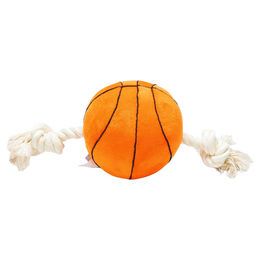 Produktbild von Beeztees Hundespielzeug Basketball mit Seil orange aus Plüsch