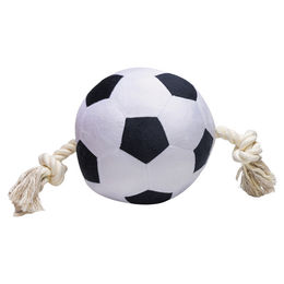Produktbild von Beeztees Hundespielzeug Fußball mit Seil schwarz/weiß aus Plüsch
