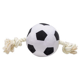 Produktbild von Beeztees Hundespielzeug Fußball mit Seil schwarz/weiß aus Plüsch