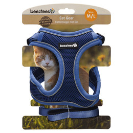 Produktbild von Beeztees Katzengeschirr mit Leine aus Nylon blau