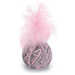 Produktbild von Beeztees Katzenspielzeug Wolle Ball mit Feder Ming rosa-grau