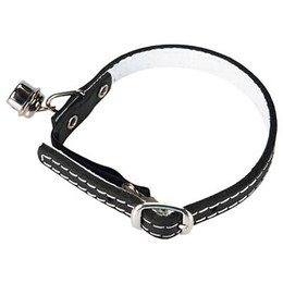 Produktbild von Beeztees Leder-Katzenhalsband mit Glocke, M, schwarz