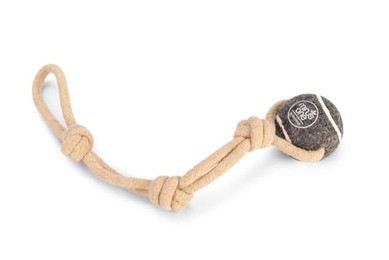 Produktbild von Beeztees Minus One Hundespielzeug Tennisball mit Seil und Handschlaufe