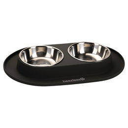 Produktbild von Beeztees Napf-Set Dinerset aus Silikon anthrazit für Katzen