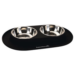Produktbild von Beeztees Napf-Set Dinerset aus Silikon schwarz für Hunde