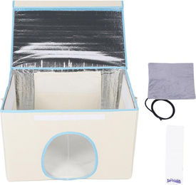 Produktbild von Beheiztes Katzenhaus Innen Außen Katzenhundeunterstand Faltbares Haustierhaus mit Heizkissen Temperatur beige