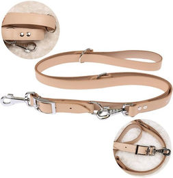 Produktbild von Beige faltbare Hundeleine aus Leder 2,5 cm breit 200 cm lang