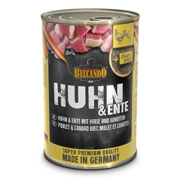 Produktbild von Belcando Huhn, Ente, Hirse und Karotten Nassfutter für Hunde - 12 x 400 g