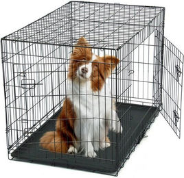 Produktbild von Bellavio Hundekäfig Metall zusammenklappbar mit Kunststoffschale