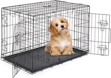 Produktbild von Bellavio Hundekäfig Metall zusammenklappbar mit Kunststoffschale