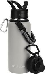 Produktbild von Belle Vous Trinkflasche Edelstahl 1L mit 2 Deckeln - 1 l