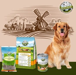Produktbild von Bellfor Golden Retriever Futter Set Wiesen-Schmaus Trockenfutter, Freiland-Menü Nassfutter & Freiland-Happen