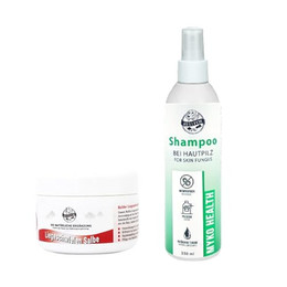Produktbild von Bellfor Sparset für Hunde mit Hautpilz Shiimun Skin Pulver und Liegeschwielen Salbe - 2 x 80 g
