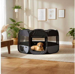 belviona Freigehege Welpenauslauf für drinnen & draußen, mit Transporttasche, faltbar – Bild 1 von 5