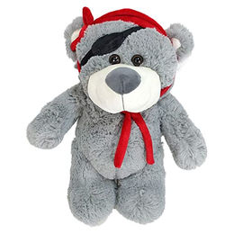 Produktbild von BEMIRO Tierkuscheltier Piratenbär Teddy aus Plüsch grau - 33 cm