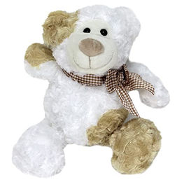 BEMIRO Tierkuscheltier Plüschbärchen Split sitzend weiß-beige - 20 cm – Bild 1 von 6