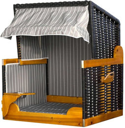 bene living Hundekorb Hundestrandkorb - gestreift/anthrazit - PE schwarz, Polyester, mit schwenkbarem Trinknapf und Schutzhaube – Bild 1 von 5