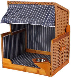 Produktbild von bene living Hundekorb Hundestrandkorb - gestreift/blau - PE beige, Polyester, mit schwenkbarem Trinknapf und Schutzhaube