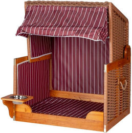 bene living Hundekorb Hundestrandkorb - gestreift/rot - PE beige, Polyester, mit schwenkbarem Trinknapf und Schutzhaube – Bild 1 von 5