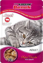 Produktbild von BENEK Super Tütchen Katzenfutter mit Rindfleisch in Sauce - 24 x 100 g