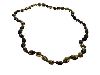 Produktbild von Bernsteinkette Böhnchen naturgrün mit inklusen