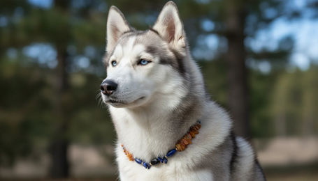 Produktbild von Bernsteinkette Hund mit Onyx und Lapislazuli Länge 49 cm