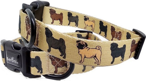 Beroni Hunde-Halsband Hundehalsband Mops beige Geschenk verstellbar 2,5 cm breit weich, verstellbar, für Hunde, weich, beige, leicht zu öffnen – Bild 1 von 4