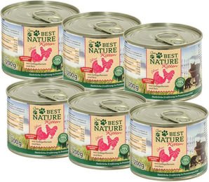 Produktbild von Best Nature Kitten Geflügelherzen + Reis, Nassfutter für Katzen, 6x 200g, Alleinfuttermittel für: Katzen