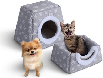 Produktbild von Bestlivings Katzenhöhle 2in1 mit Kuschelkissen, Polyester