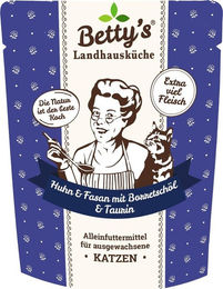 Produktbild von Betty's Landhausküche Frischebeutel Katze Adult Huhn & Fasan mit Borretschöl - 250 g