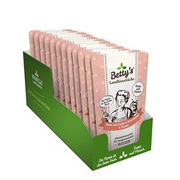 Produktbild von Betty's Landhausküche Frischebeutel Nassfutter Katze Huhn & Lachs mit Borretschöl - 12 x 100 g