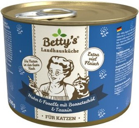 Produktbild von Betty's Landhausküche Huhn und Forelle Katzennassfutter - 6 x 200 g