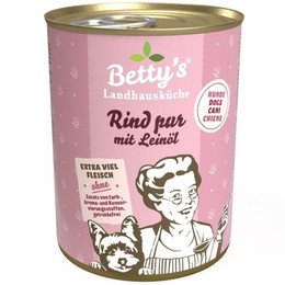 Produktbild von Betty's Landhausküche Hunde Nassfutter Rind pur mit Leinöl - 6 x 400 g