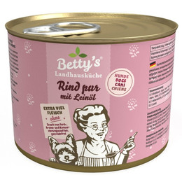 Produktbild von Betty's Landhausküche Hunde Nassfutter Rind pur mit Leinöl - 6 x 200 g