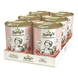 Produktbild von Betty's Landhausküche Katzenfutter Huhn mit Lachs - 6 x 400 g