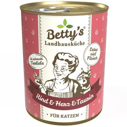 Produktbild von Betty's Landhausküche Katzenfutter Rind & Herz - 6 x 400 g