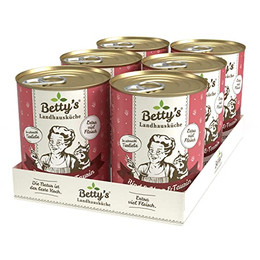 Produktbild von Betty's Landhausküche Katzenfutter Rind & Herz - 6 x 400 g
