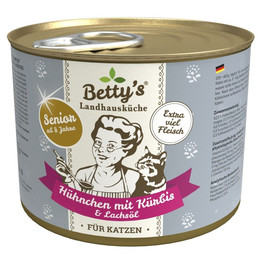 Produktbild von Betty's Landhausküche Katzenfutter Senior Hühnchen mit Kürbis & Lachsöl - 6 x 200 g