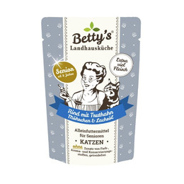 Produktbild von Betty's Landhausküche Katzenfutter Senior Rind mit Truthahn, Möhrchen & Lachsöl - 12 x 100 g