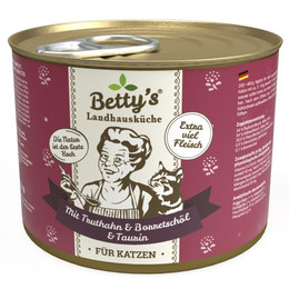 Produktbild von Betty's Landhausküche Katzenfutter Truthahn und Borretschöl - 6 x 200 g