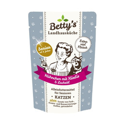 Produktbild von Betty's Landhausküche Senior Katzenfutter Hühnchen mit Kürbis & Lachsöl - 12 x 100 g