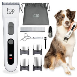 BEURER Hundeschermaschine BEURER Fellschneider Fluffy weiß 9-Teilig extra leise Akku Trimmer, 9-teilig, Betrieb mit und ohne Kabel möglich – Bild 1 von 8