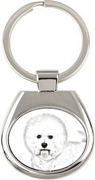 Produktbild von Bichon Frise, Bichon Tenerife, Bichon a poil frise - keychain with a dog, keychain with a print, personalized pendant from the Art-Dog brand silber