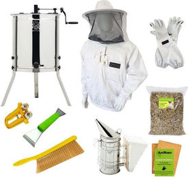 Produktbild von BIENEN SCHMIDT Imker Starter Set L mit Schleuder, Werkzeug, Jacke und Handschuhen