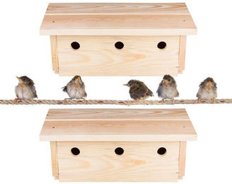 Produktbild von BigDean 2X Nistkasten für Spatzen und Sperlinge aus Massivholz mit 3 Nistkammern